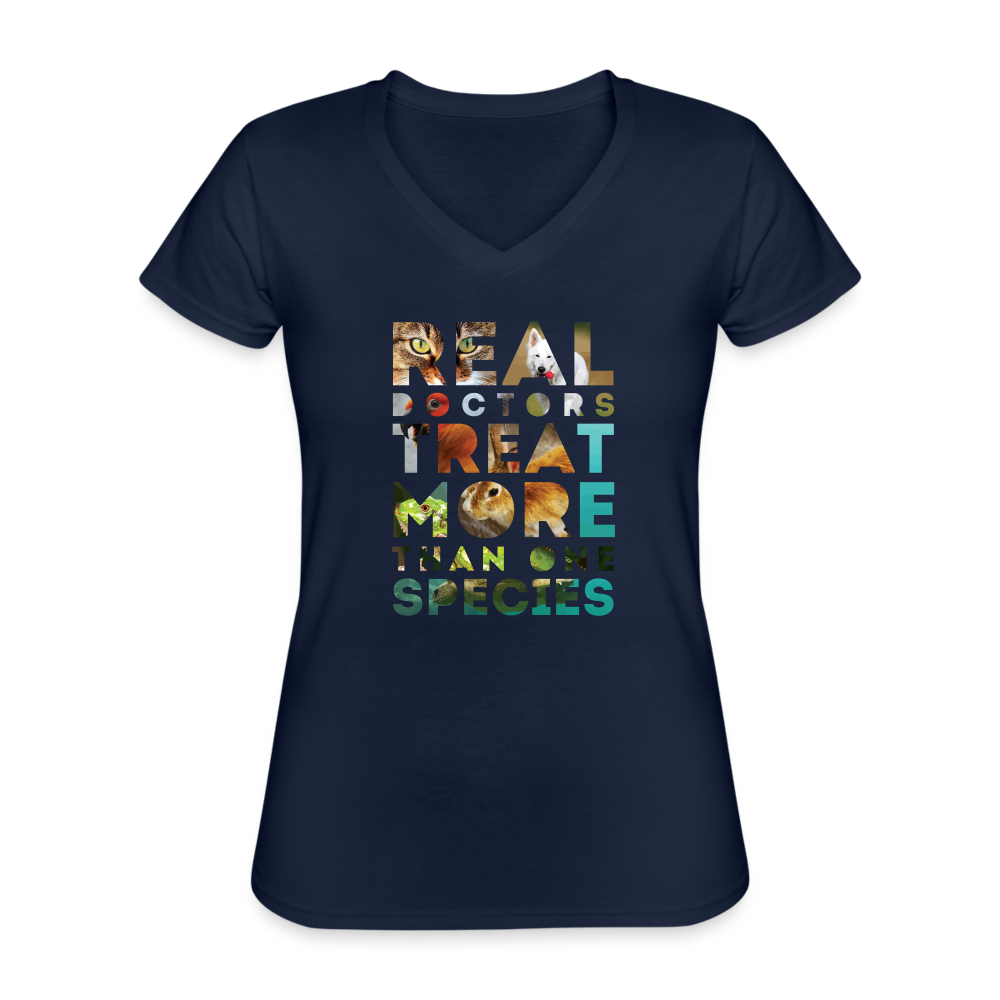 Real Doctors treat more than one species Women's V-Neck T-Shirt-Women's V-Neck T-Shirt | Fruit of the Loom L39VR-Teelime | shirts-hoodies-mugs