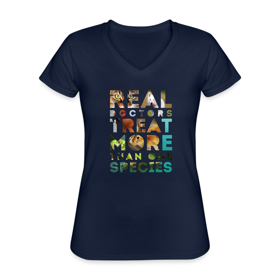 Real Doctors treat more than one species Women's V-Neck T-Shirt-Women's V-Neck T-Shirt | Fruit of the Loom L39VR-Teelime | shirts-hoodies-mugs
