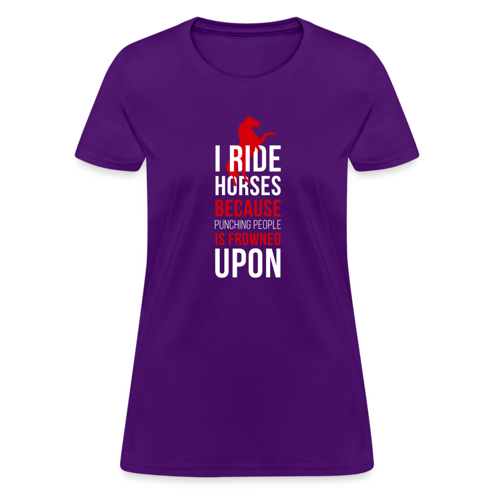 I ride Horses because punching people is frowned upon Women's T-Shirt-Women's T-Shirt | Fruit of the Loom L3930R-Teelime | shirts-hoodies-mugs
