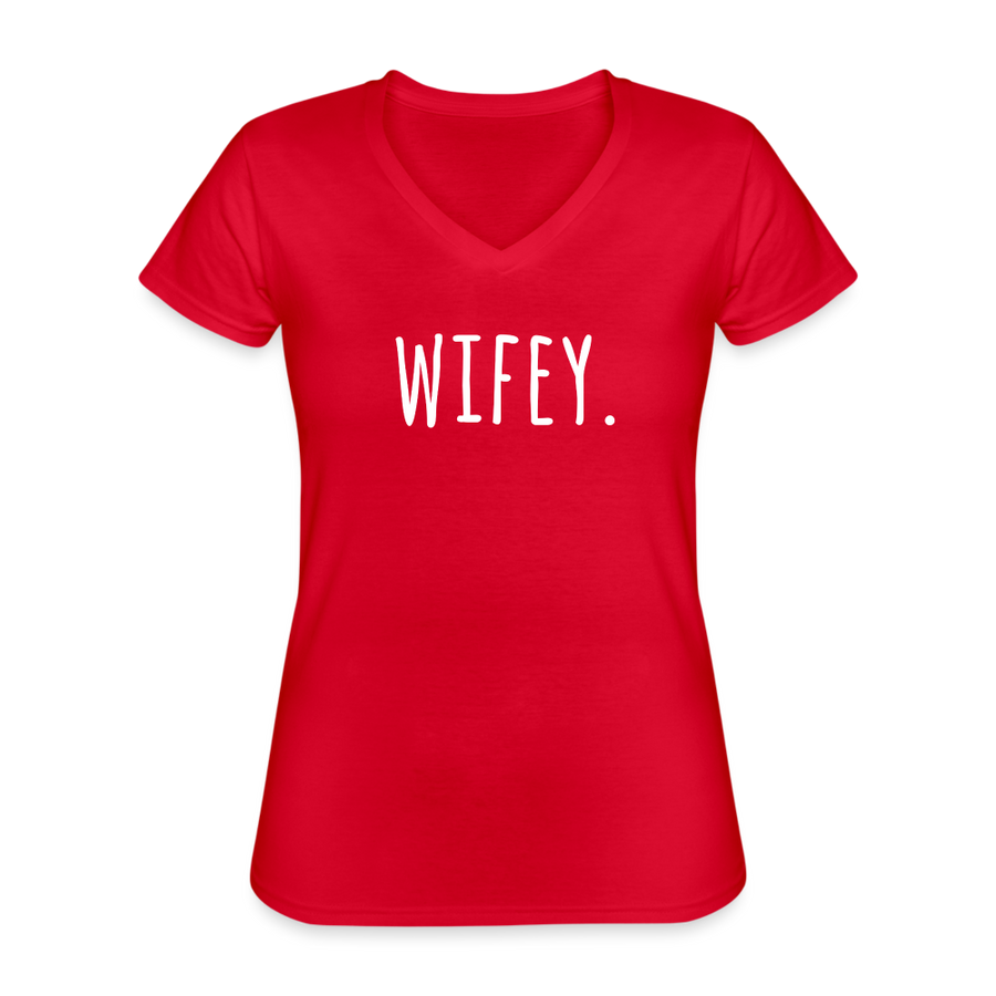 Wifey. Women's V-Neck T-Shirt-Women's V-Neck T-Shirt | Fruit of the Loom L39VR-Teelime | shirts-hoodies-mugs