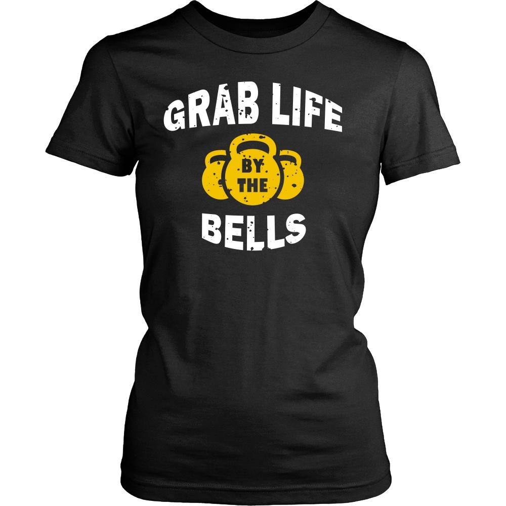 Fitness T Shirt - Grab life by the bells-T-shirt-Teelime | shirts-hoodies-mugs