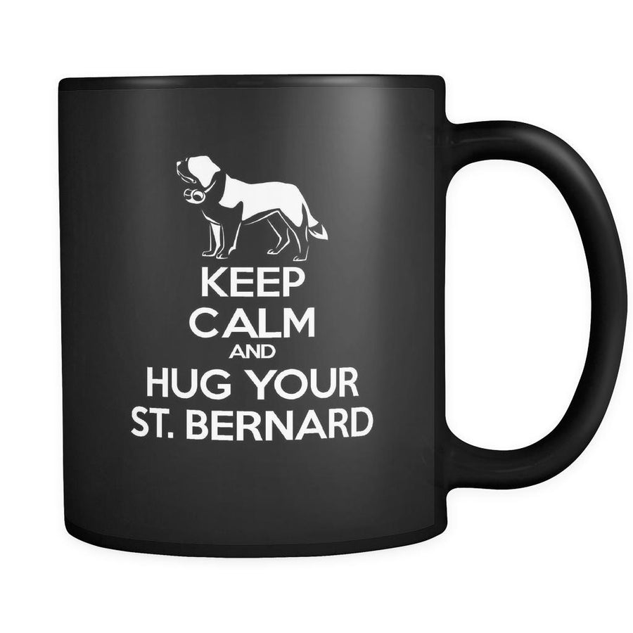 St. Bernard Keep Calm and Hug Your St. Bernard 11oz Black Mug