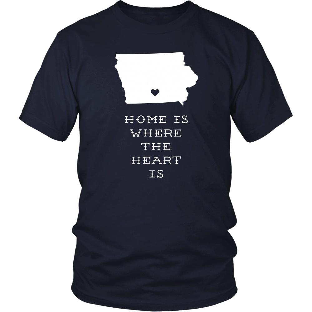 State T Shirt - Iowa Home is Where the Heart is-T-shirt-Teelime | shirts-hoodies-mugs