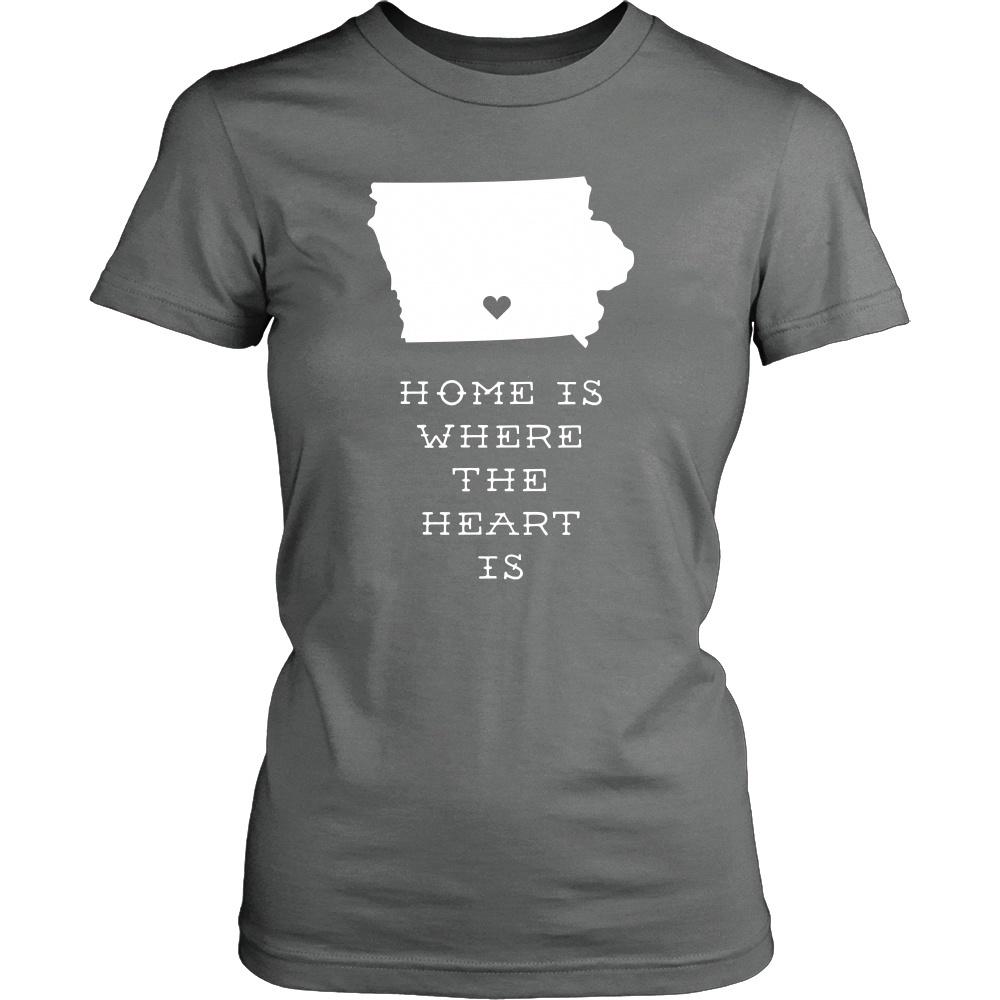 State T Shirt - Iowa Home is Where the Heart is-T-shirt-Teelime | shirts-hoodies-mugs