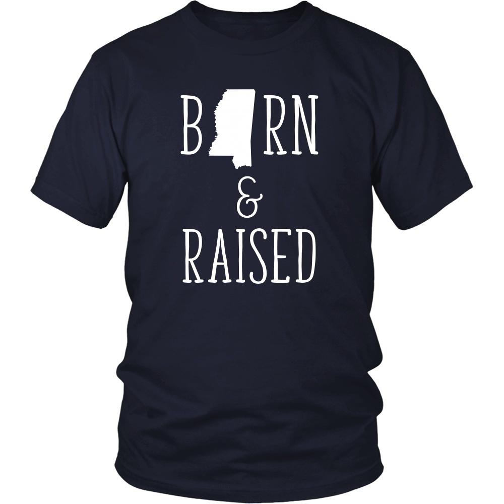 State T Shirt - Mississippi Born and Raised-T-shirt-Teelime | shirts-hoodies-mugs