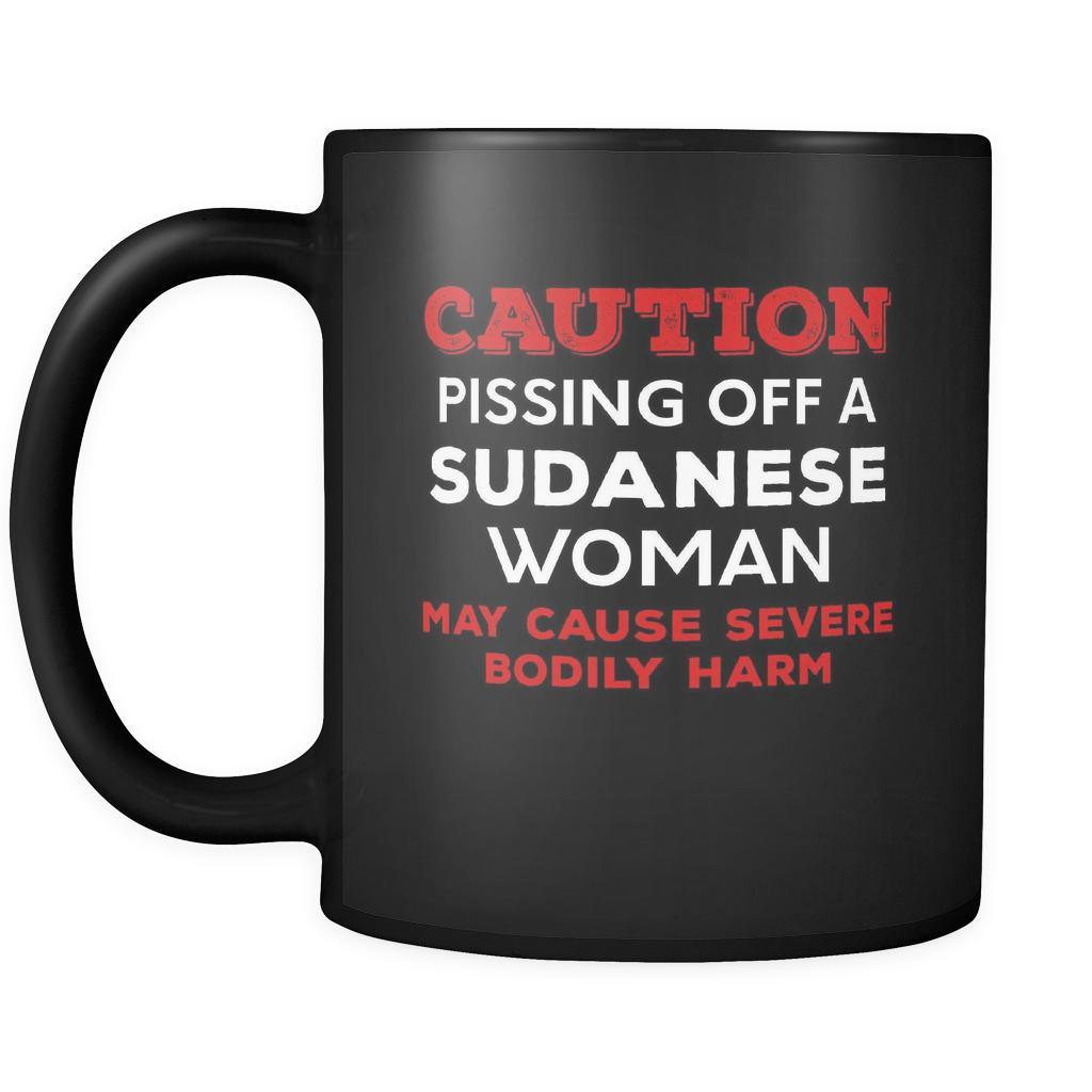 Sudanese Caution Pissing Off A Sudanese Woman May Cause Severe Bodily Harm 11oz Black Mug-Drinkware-Teelime | shirts-hoodies-mugs