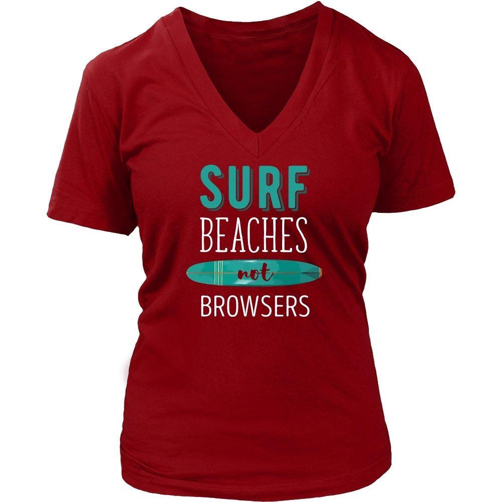 Surf T Shirt - Surf Beaches not Browsers-T-shirt-Teelime | shirts-hoodies-mugs