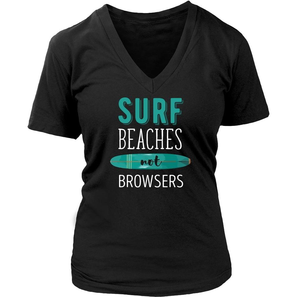Surf T Shirt - Surf Beaches not Browsers-T-shirt-Teelime | shirts-hoodies-mugs