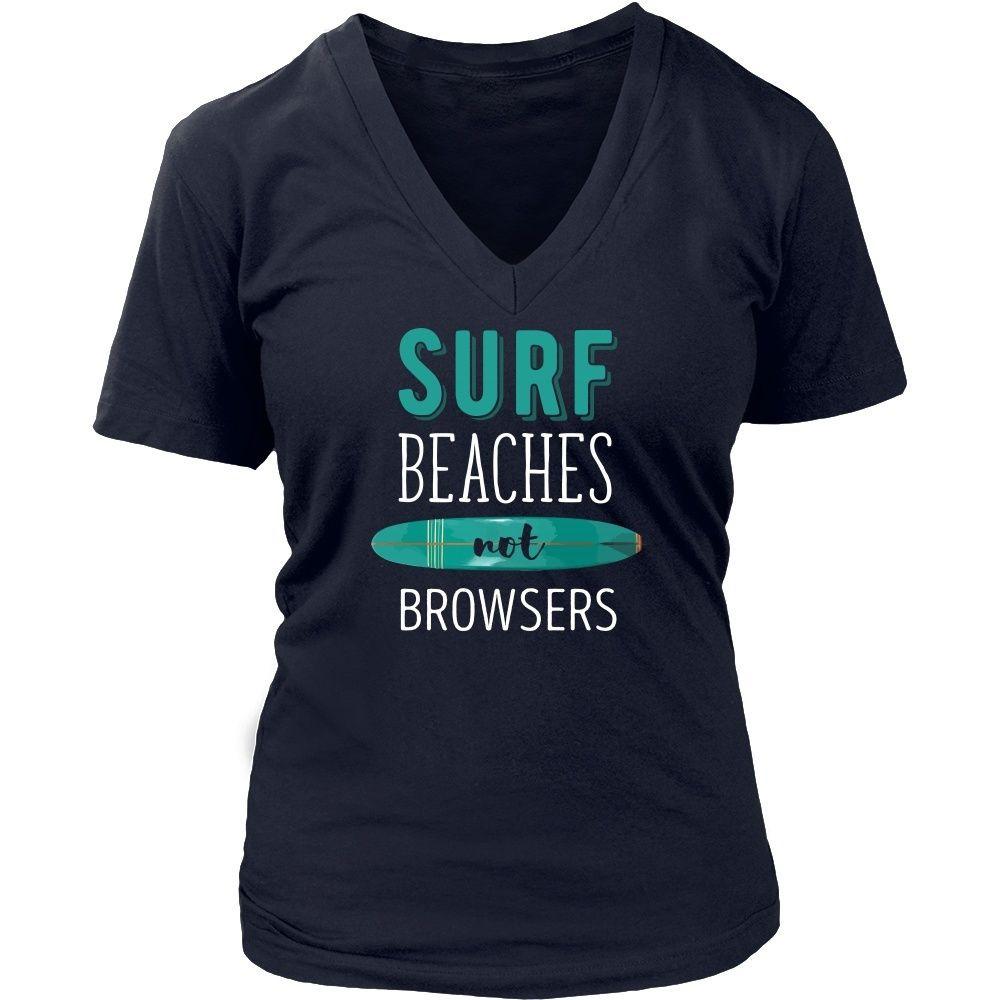 Surf T Shirt - Surf Beaches not Browsers-T-shirt-Teelime | shirts-hoodies-mugs