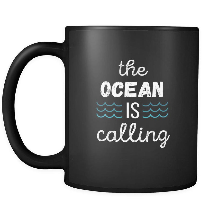 Surfing Coffee Mug Gift - The ocean is calling Surfer gift 11oz Black-Drinkware-Teelime | shirts-hoodies-mugs