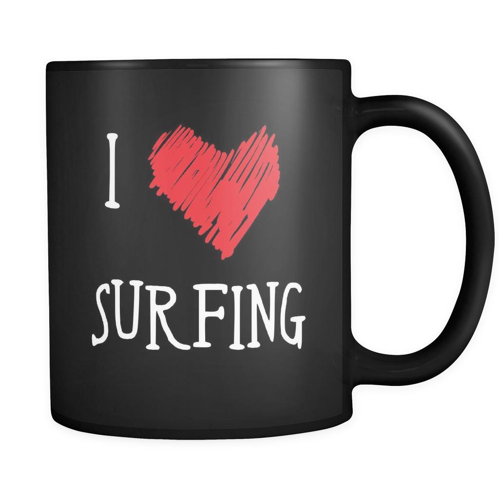 Surfing I Love Surfing 11oz Black Mug-Drinkware-Teelime | shirts-hoodies-mugs