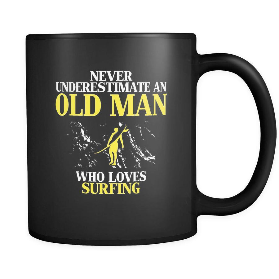 Surfing Never underestimate an old man who loves surfing 11oz Black Mug-Drinkware-Teelime | shirts-hoodies-mugs
