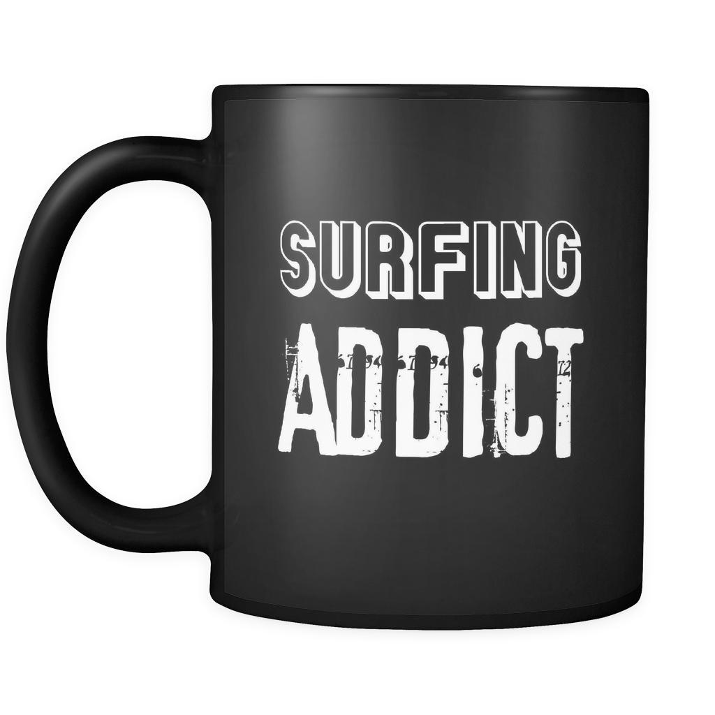 Surfing Surfing Addict 11oz Black Mug-Drinkware-Teelime | shirts-hoodies-mugs