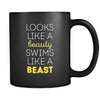 Swimming Looks like a beauty swims like a beast 11oz Black Mug-Drinkware-Teelime | shirts-hoodies-mugs
