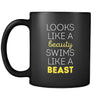 Swimming Looks like a beauty swims like a beast 11oz Black Mug-Drinkware-Teelime | shirts-hoodies-mugs
