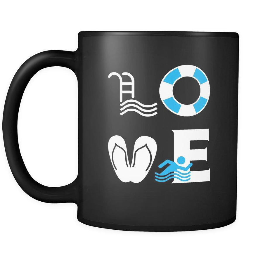 Swimming - LOVE Swimming - 11oz Black Mug-Drinkware-Teelime | shirts-hoodies-mugs
