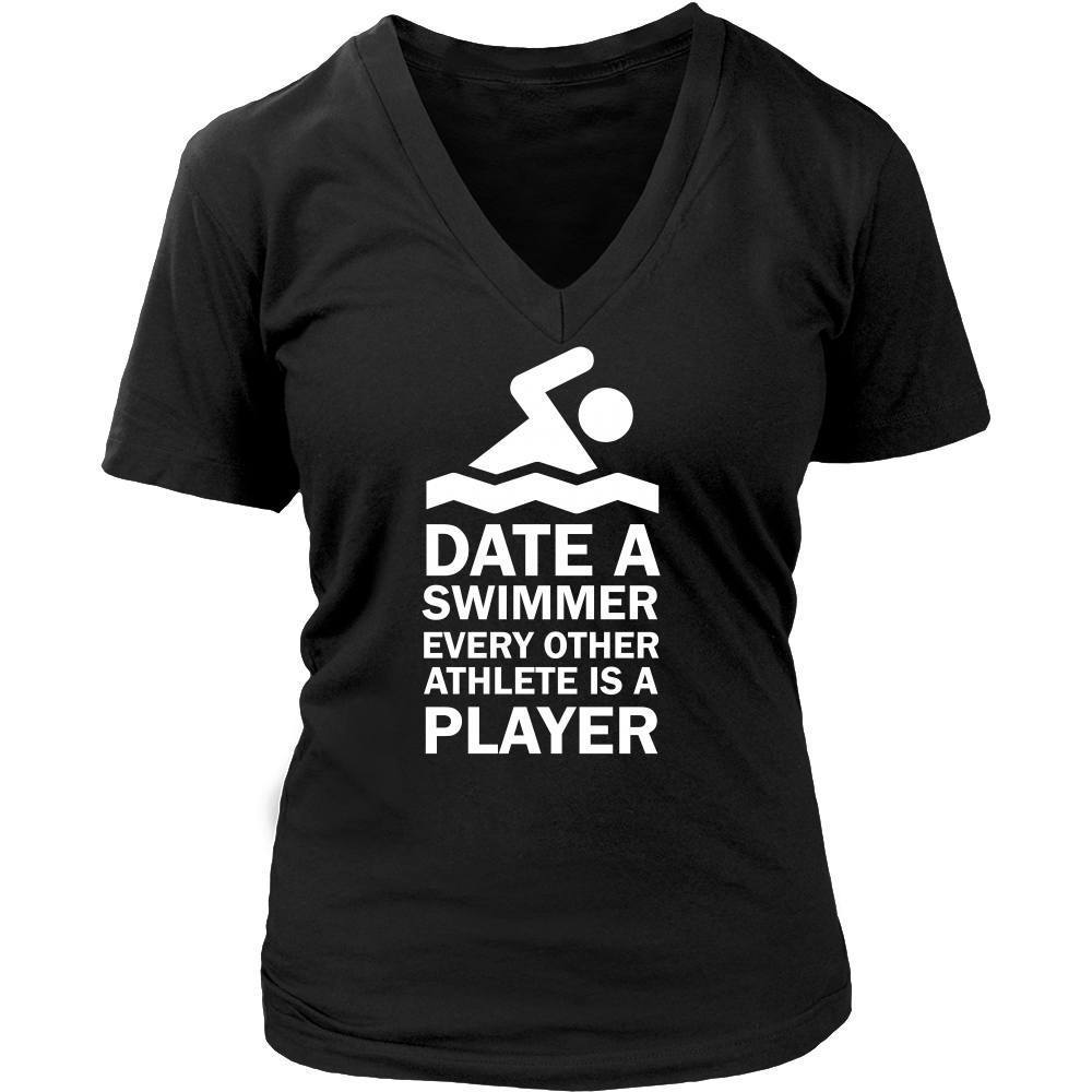 Swimming T Shirt - Date a swimmer every other athlete is a player-T-shirt-Teelime | shirts-hoodies-mugs