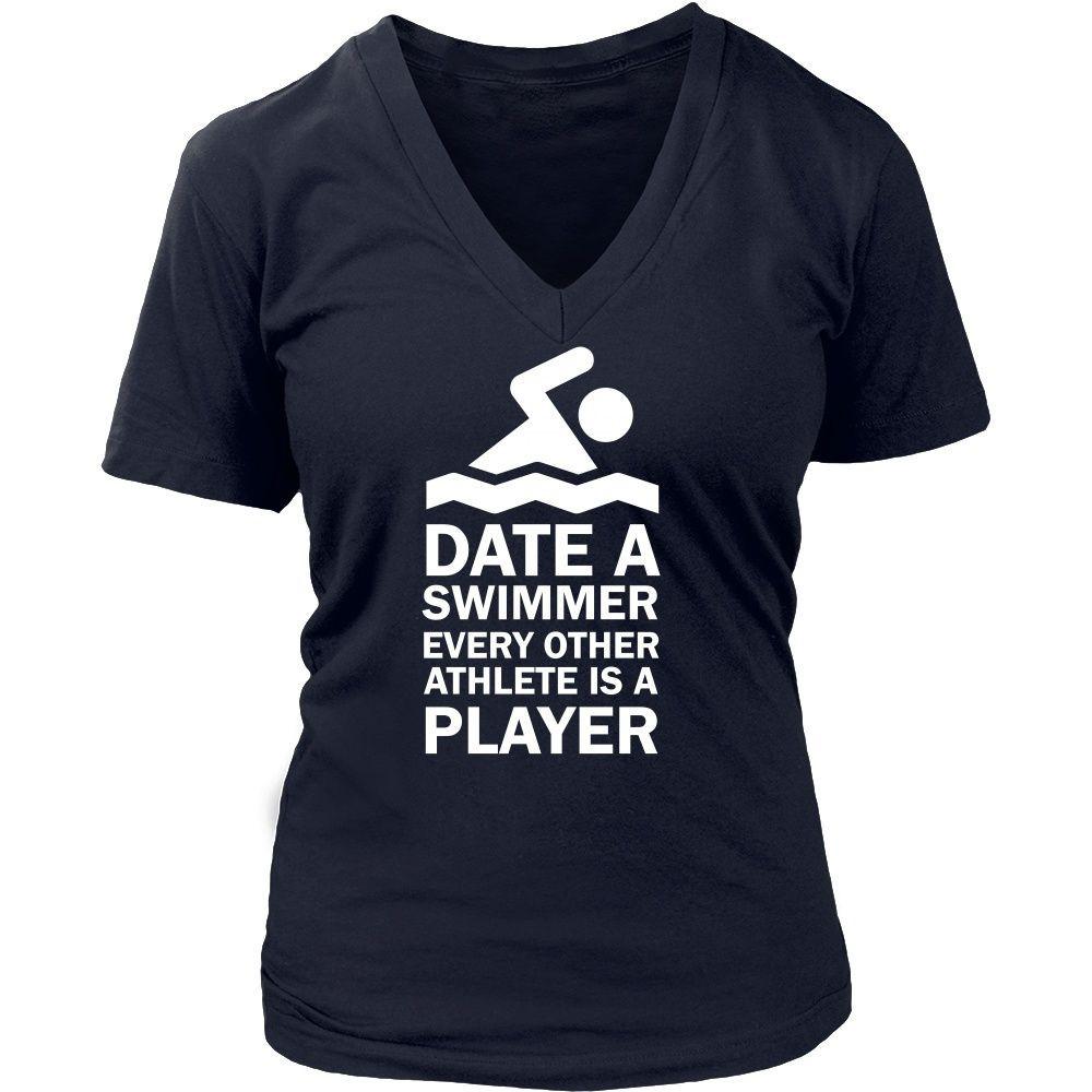 Swimming T Shirt - Date a swimmer every other athlete is a player-T-shirt-Teelime | shirts-hoodies-mugs