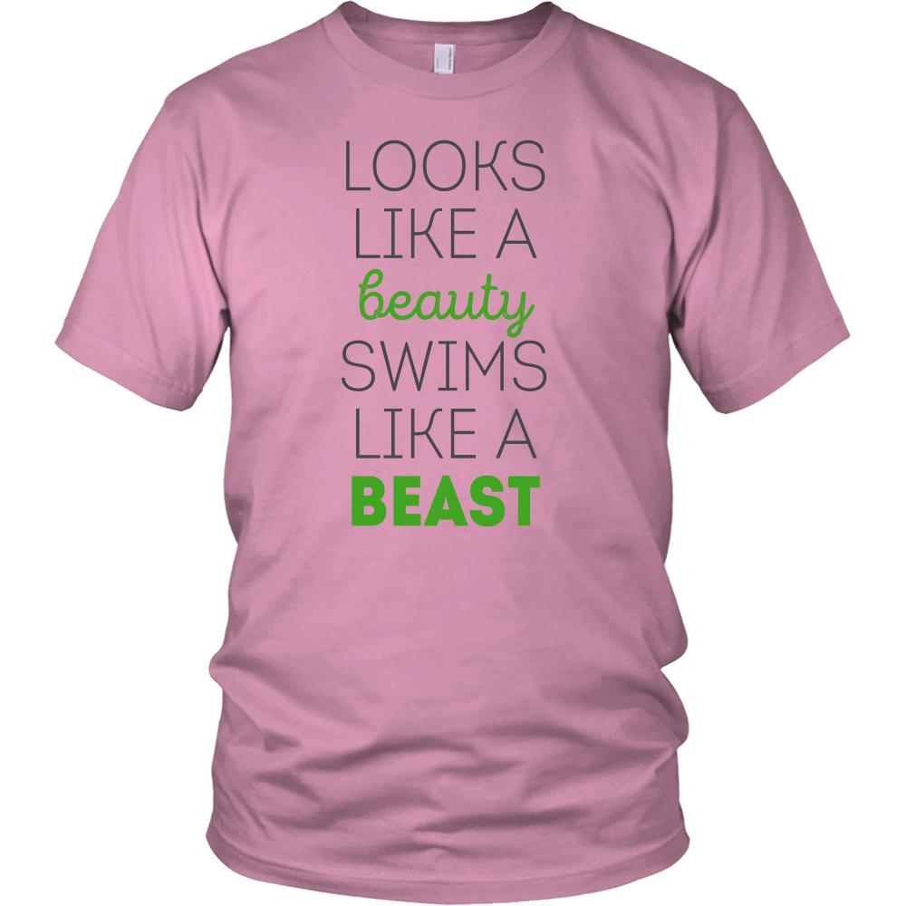 Swimming T Shirt - Looks like a beauty swims like a beast-T-shirt-Teelime | shirts-hoodies-mugs