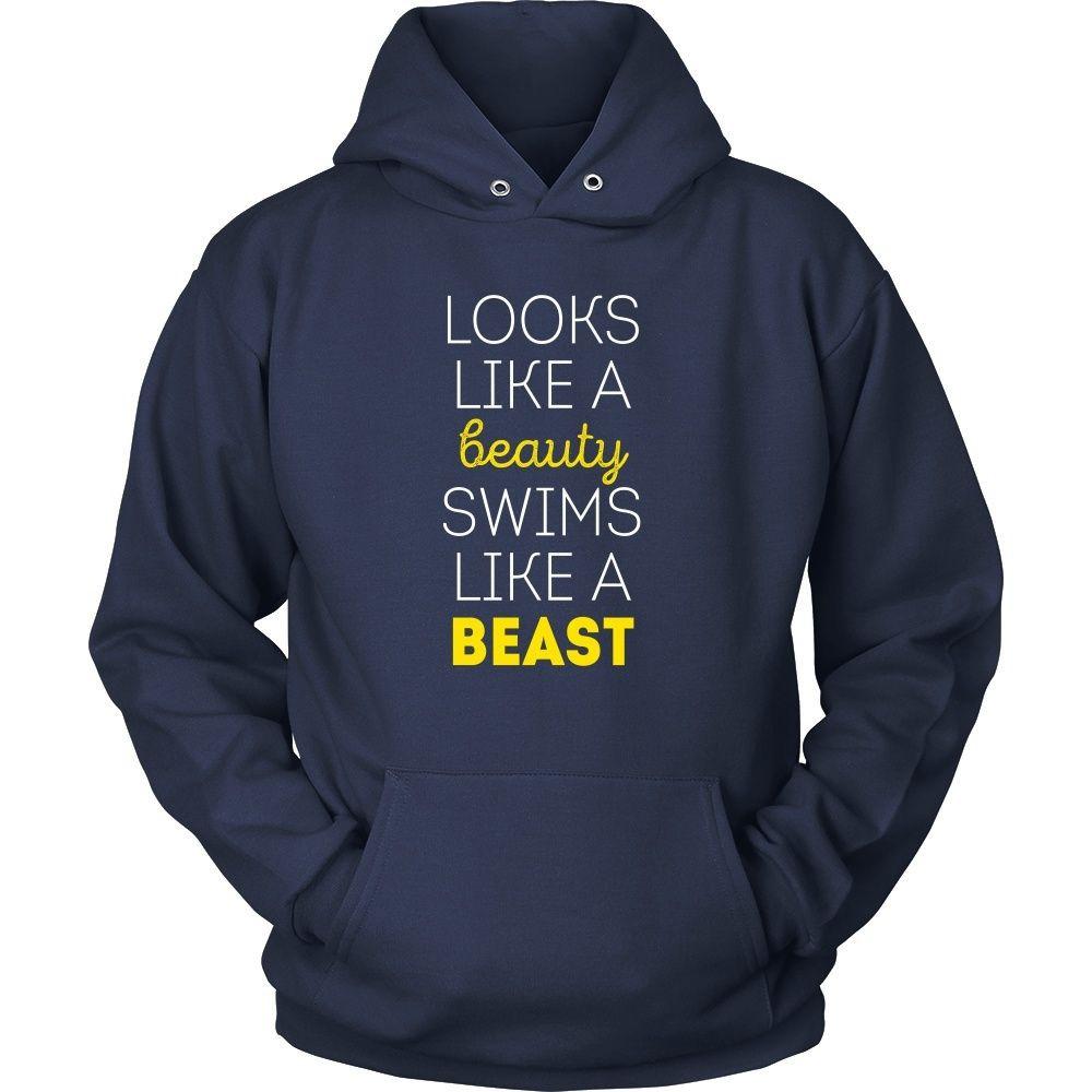Swimming T Shirt - Looks like a beauty swims like a beast-T-shirt-Teelime | shirts-hoodies-mugs