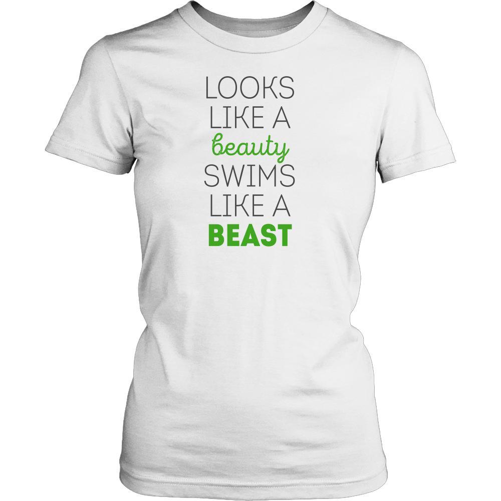 Swimming T Shirt - Looks like a beauty swims like a beast-T-shirt-Teelime | shirts-hoodies-mugs