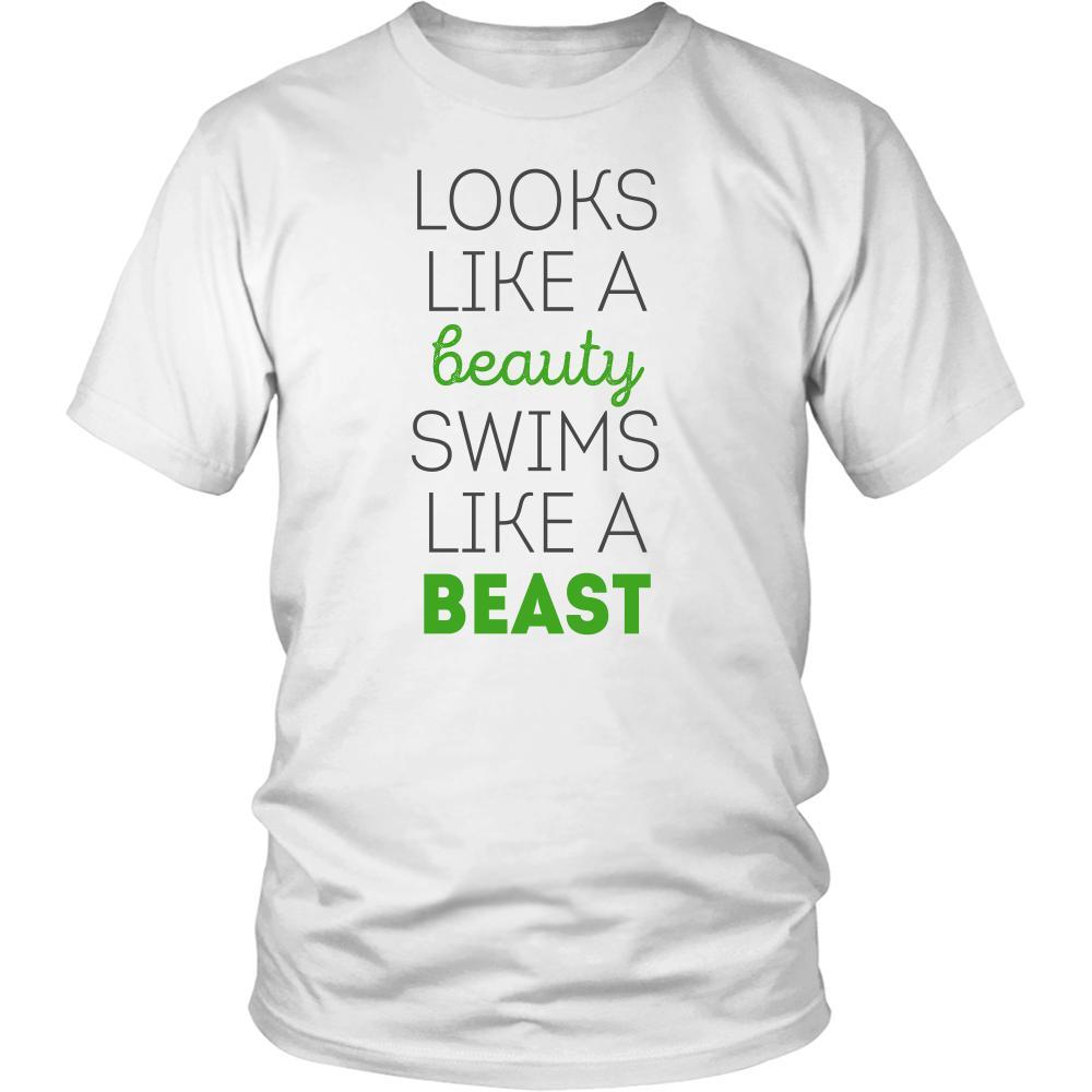 Swimming T Shirt - Looks like a beauty swims like a beast-T-shirt-Teelime | shirts-hoodies-mugs
