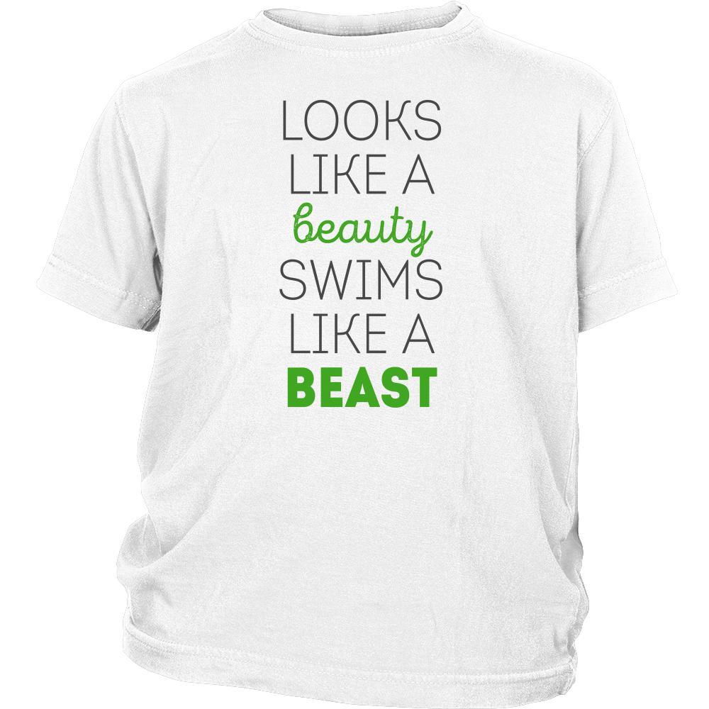 Swimming T Shirt - Looks like a beauty swims like a beast-T-shirt-Teelime | shirts-hoodies-mugs