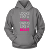 Swimming T Shirt - Looks like a beauty swims like a beast, Neon Pink-T-shirt-Teelime | shirts-hoodies-mugs