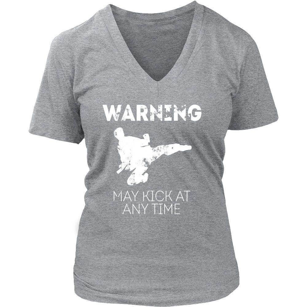 Taekwondo T Shirt - Warning May kick at any time-T-shirt-Teelime | shirts-hoodies-mugs