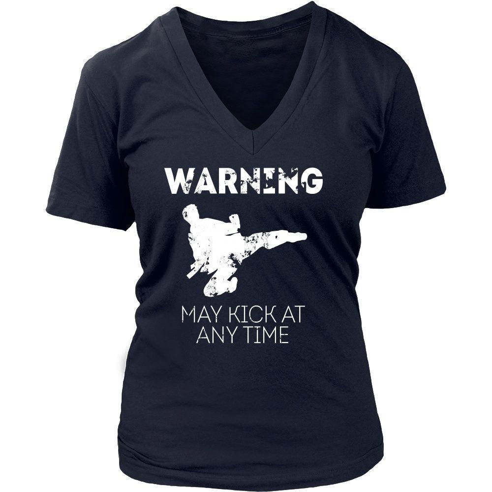 Taekwondo T Shirt - Warning May kick at any time-T-shirt-Teelime | shirts-hoodies-mugs