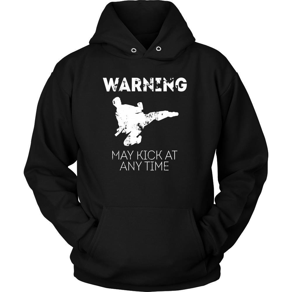 Taekwondo T Shirt - Warning May kick at any time-T-shirt-Teelime | shirts-hoodies-mugs