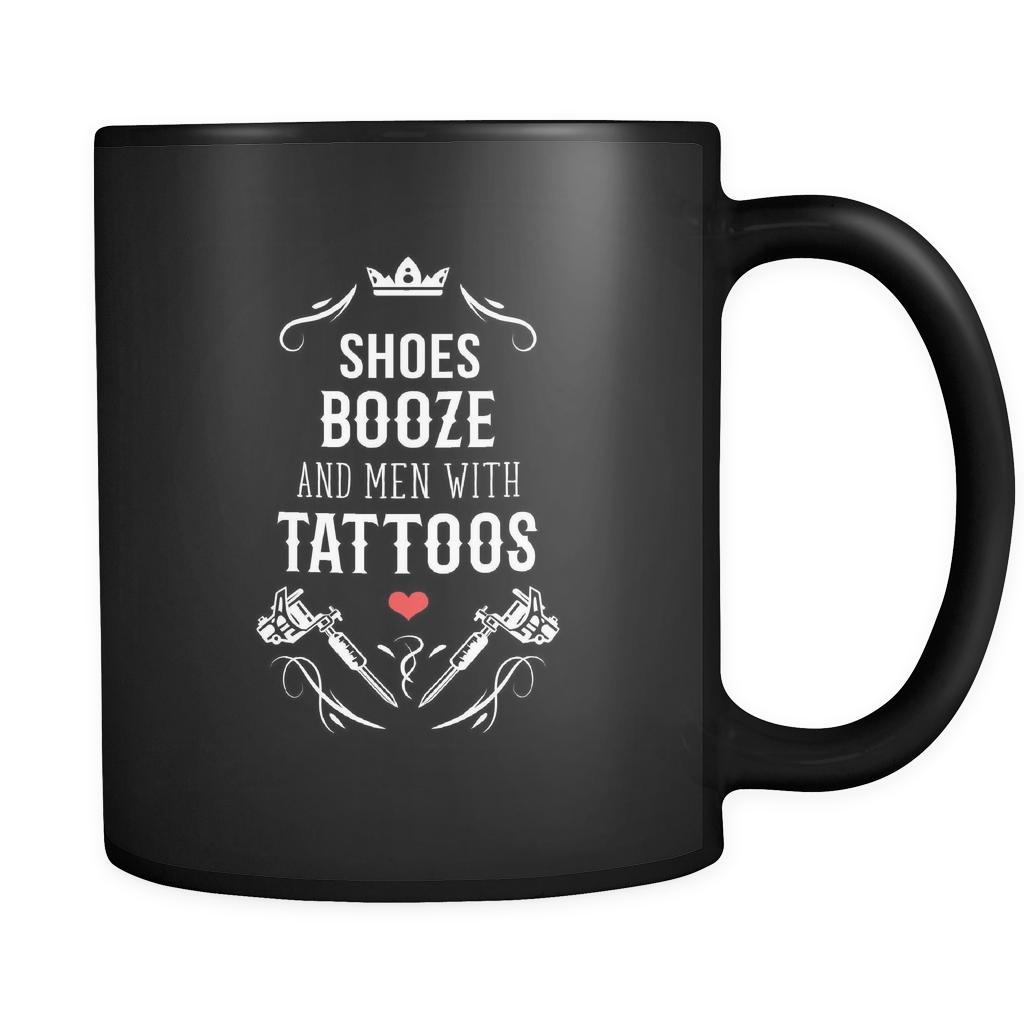Tattoo Shoes booze and men with tattoos 11oz Black Mug-Drinkware-Teelime | shirts-hoodies-mugs