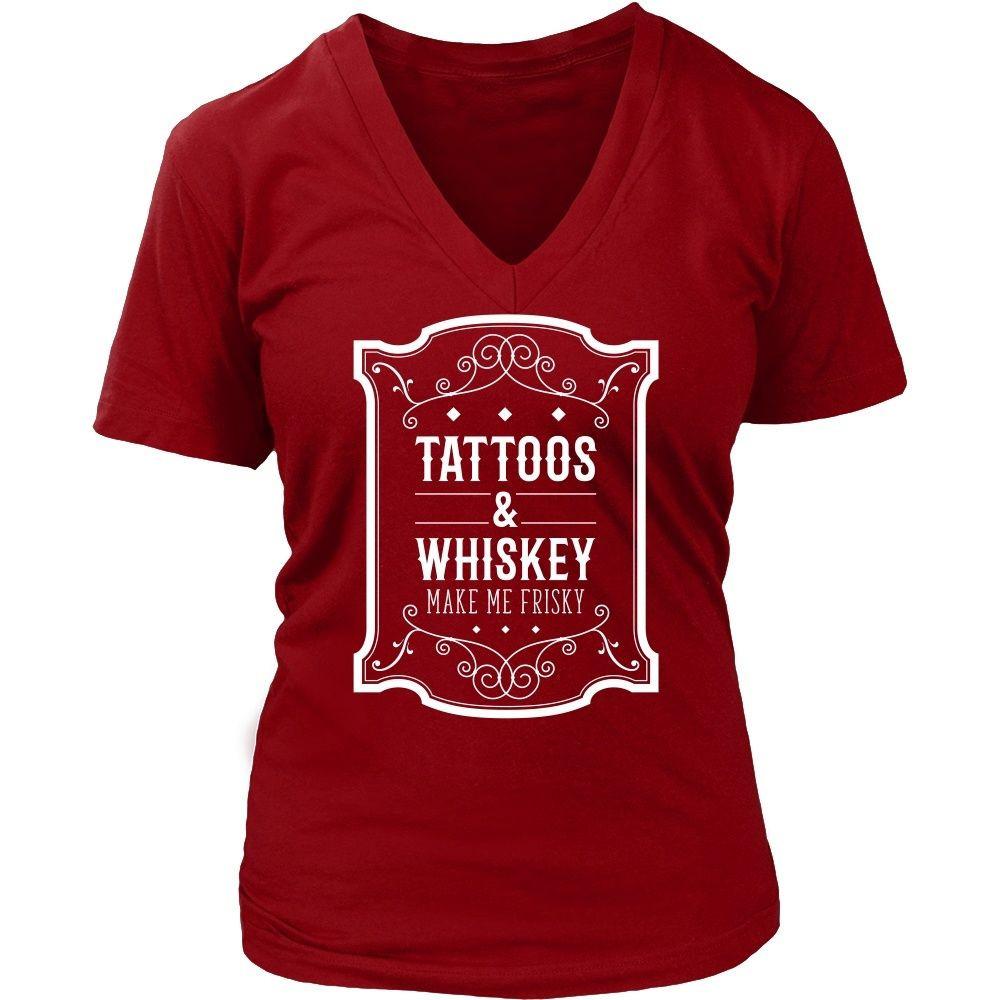 Tattoo T Shirt - Tattoos & Whiskey make me frisky-T-shirt-Teelime | shirts-hoodies-mugs