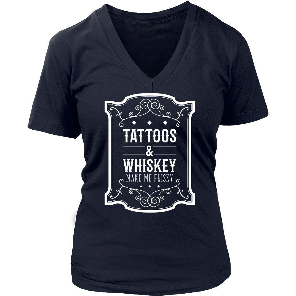 Tattoo T Shirt - Tattoos & Whiskey make me frisky-T-shirt-Teelime | shirts-hoodies-mugs