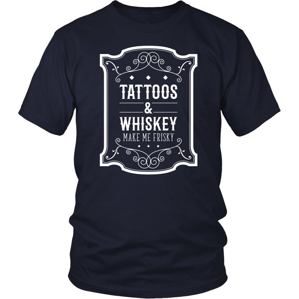 Tattoo T Shirt - Tattoos & Whiskey make me frisky-T-shirt-Teelime | shirts-hoodies-mugs