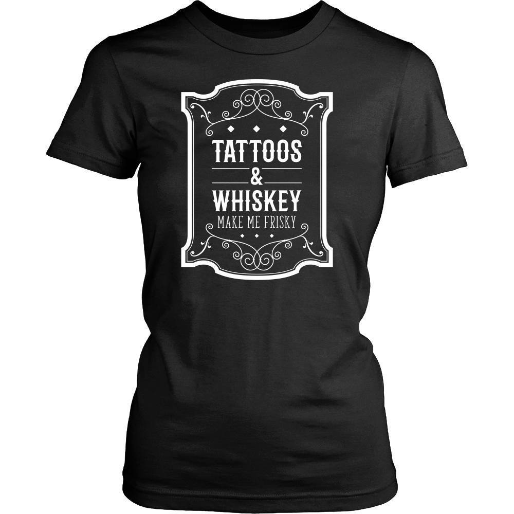 Tattoo T Shirt - Tattoos & Whiskey make me frisky-T-shirt-Teelime | shirts-hoodies-mugs