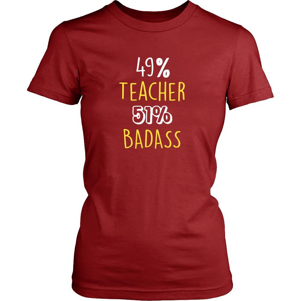 Teacher Shirt - 49% Teacher 51% Badass Profession-T-shirt-Teelime | shirts-hoodies-mugs