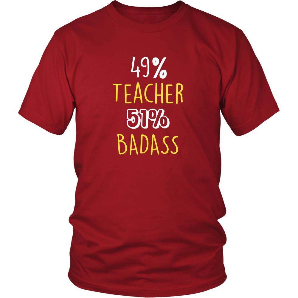 Teacher Shirt - 49% Teacher 51% Badass Profession-T-shirt-Teelime | shirts-hoodies-mugs