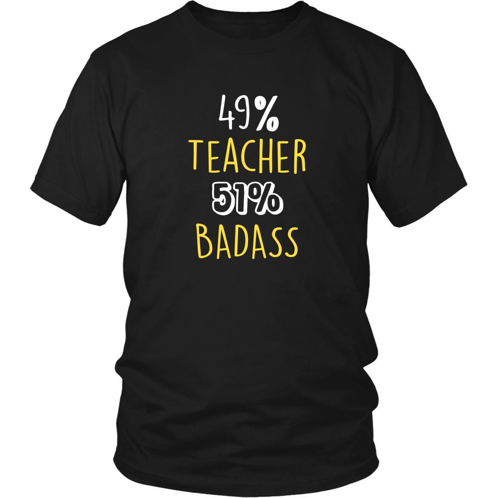 Teacher Shirt - 49% Teacher 51% Badass Profession-T-shirt-Teelime | shirts-hoodies-mugs
