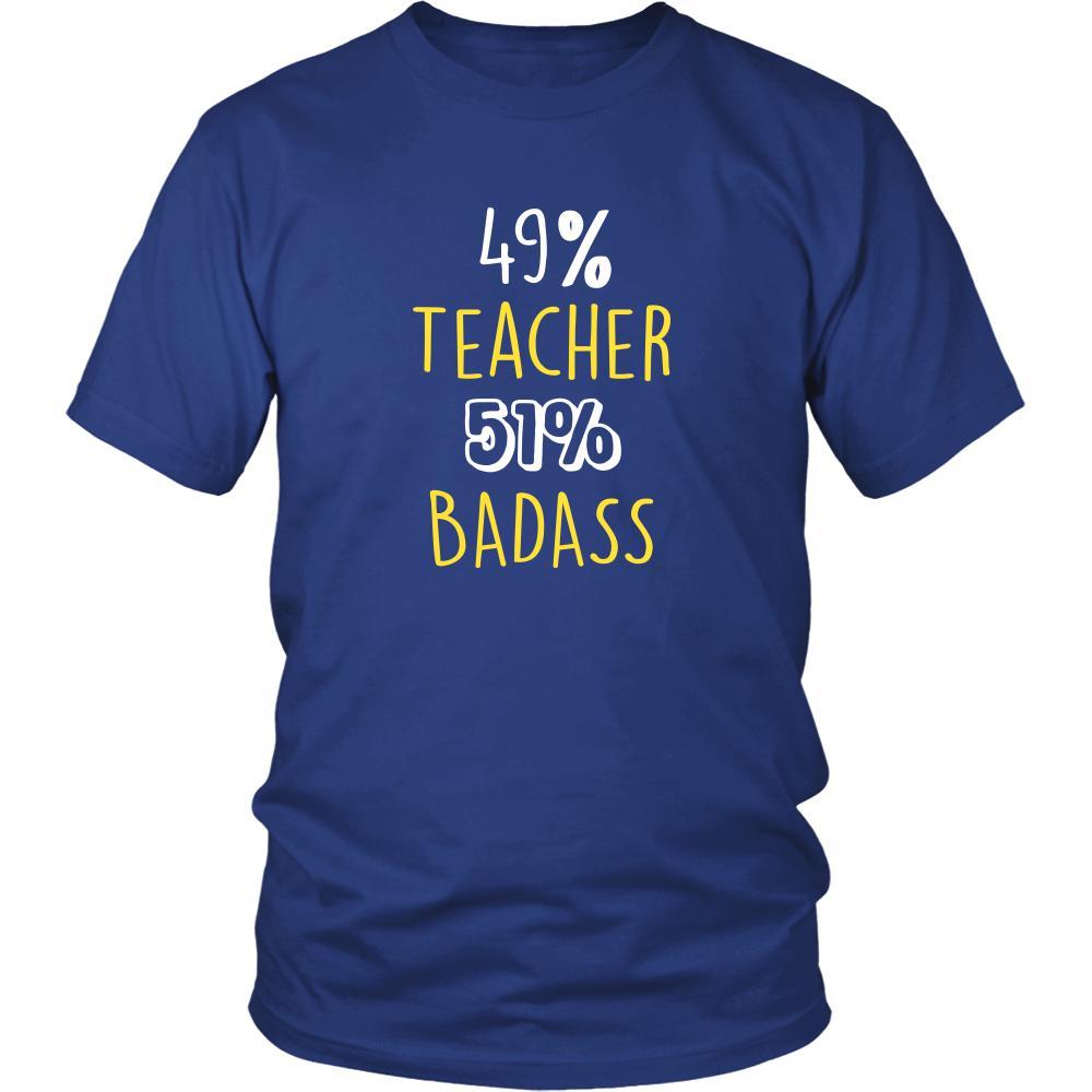 Teacher Shirt - 49% Teacher 51% Badass Profession-T-shirt-Teelime | shirts-hoodies-mugs