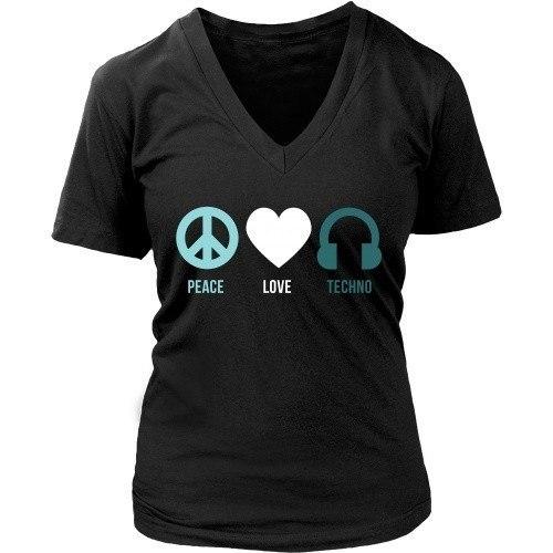 Techno T Shirt - Peace Love Techno-T-shirt-Teelime | shirts-hoodies-mugs