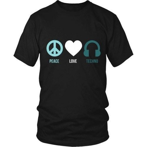 Techno T Shirt - Peace Love Techno-T-shirt-Teelime | shirts-hoodies-mugs