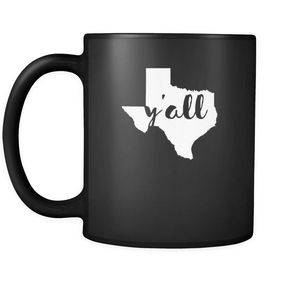 Texas coffee mug Y'all Texas - 11oz Black US State-Drinkware-Teelime | shirts-hoodies-mugs