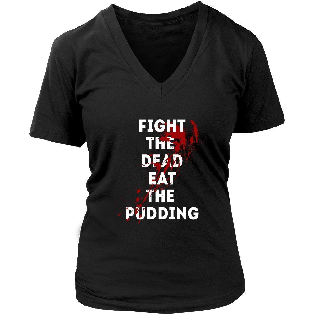 The Walking Dead T Shirt - Fight The Dead Eat The Pudding - TV & Movies-T-shirt-Teelime | shirts-hoodies-mugs