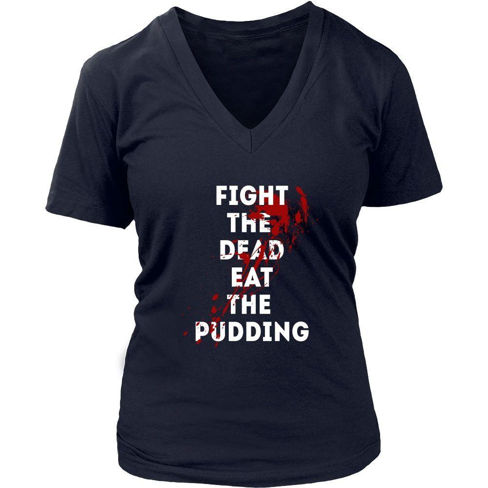 The Walking Dead T Shirt - Fight The Dead Eat The Pudding - TV & Movies-T-shirt-Teelime | shirts-hoodies-mugs