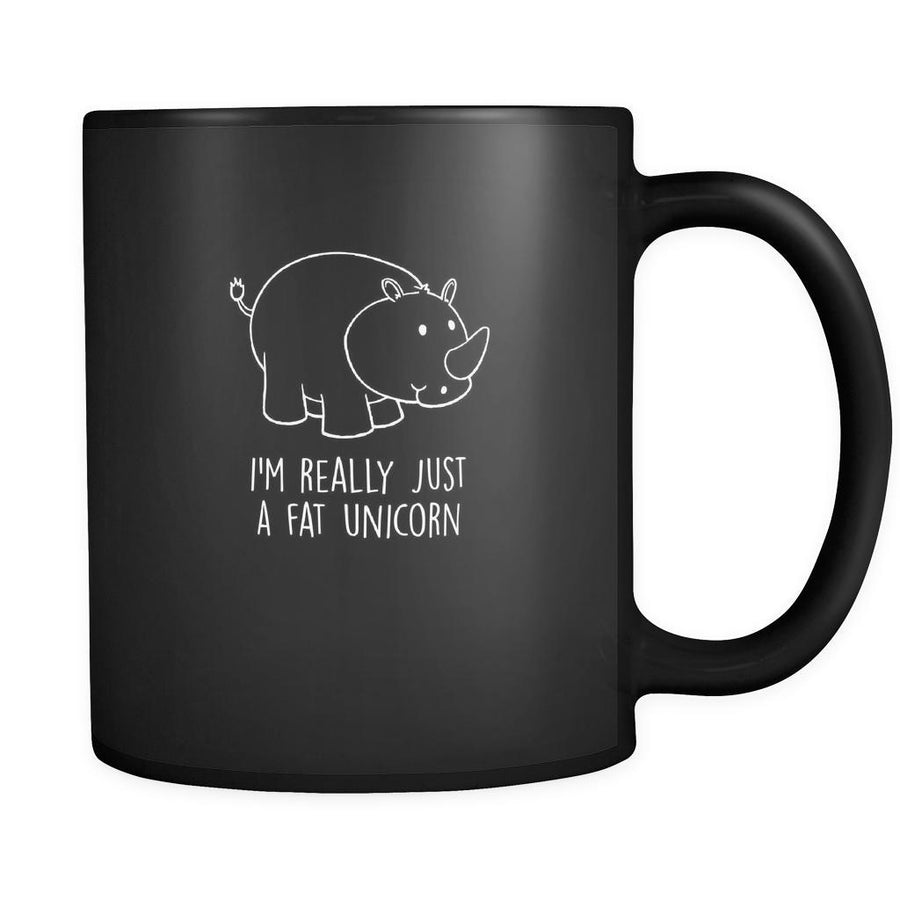 unicorns i'm really just a fat unicorn 11oz Black Mug-Drinkware-Teelime | shirts-hoodies-mugs