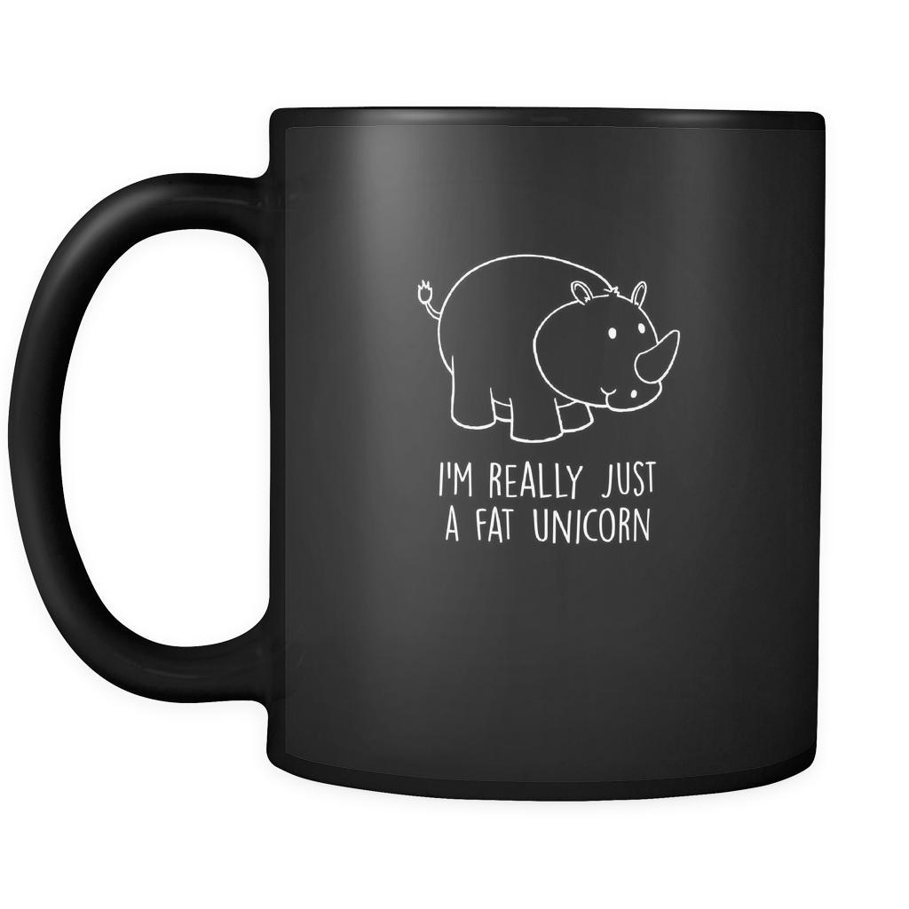 unicorns i'm really just a fat unicorn 11oz Black Mug-Drinkware-Teelime | shirts-hoodies-mugs