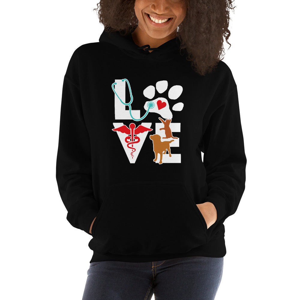 Love Cat and Dog brown Unisex Hoodie-Teelime | shirts-hoodies-mugs