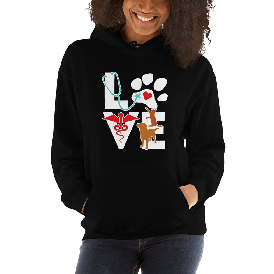 Love Cat and Dog brown Unisex Hoodie-Teelime | shirts-hoodies-mugs