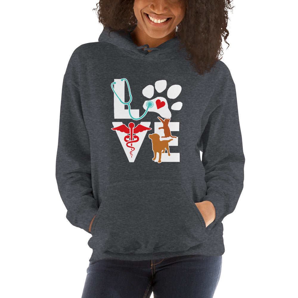 Love Cat and Dog brown Unisex Hoodie-Teelime | shirts-hoodies-mugs